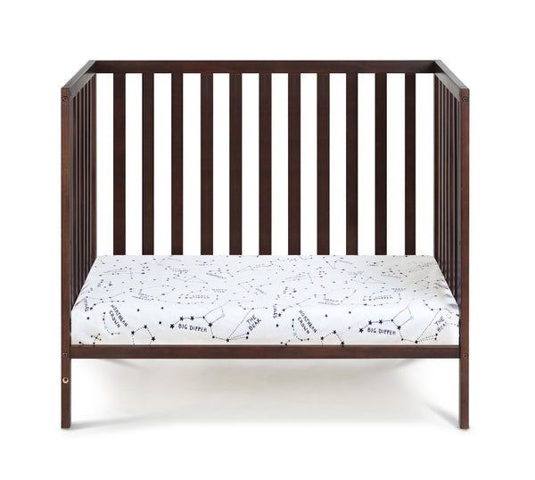 English Elm Palmer Convertible Mini Crib with Mattress Pad Compact Nursery Infant Sleeping Espresso B02263646