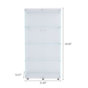 English Elm Lighted Tempered Glass Display Cabinet with Locked Doors, 4 Shelves, Secure Showcase for Collectibles White W1510S00009