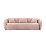 English Elm 93.6'' Mid Century Modern Curved Living Room Sofa, 4-Seat Boucle Fabric Couch For Bedroom, Office, Apartment,Pink