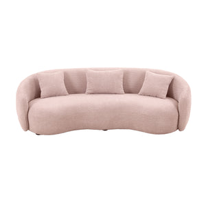 English Elm 93.6'' Mid Century Modern Curved Living Room Sofa, 4-Seat Boucle Fabric Couch For Bedroom, Office, Apartment,Pink