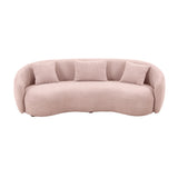 Mid Century Modern Curved 4-Seat Sofa, 93.6'', Boucle Fabric, Pink - Living Room, Bedroom, Office, Apartment