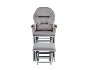 English Elm Madison Glider Ottoman Set Plush Upholstered Nursery Chair with Ball Bearing Smooth Glide Gray B02263778