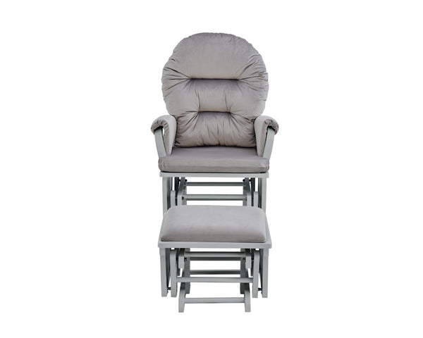 English Elm Madison Glider Ottoman Set Plush Upholstered Nursery Chair with Ball Bearing Smooth Glide Gray B02263778