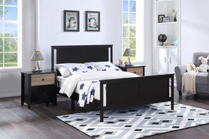 English Elm Connelly Nightstand Two-tone Matte Walnut Mid-century Modern Bedside Storage Table Black B02263750