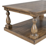 English Elm Rustic Floor Shelf Coffee Table With Storage,Solid Pine Wood (As Same As Wf287269Aae)