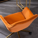 Hearth and Haven Nebularix Velvet Adjustable Height Office Chair with Metal Legs, Orange W52738517