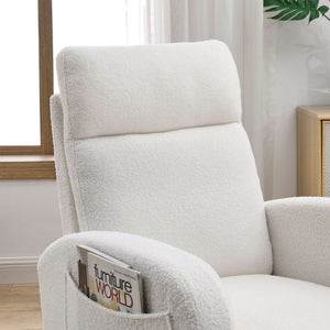 English Elm [video] Welike Plush Teddy Fleece Rocking Accent Chair with Tall Backrest and Side Pockets W83472313