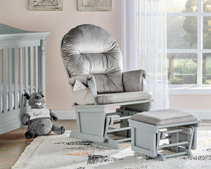 English Elm Madison Glider Ottoman Set Plush Upholstered Nursery Chair with Ball Bearing Smooth Glide Gray B02263778