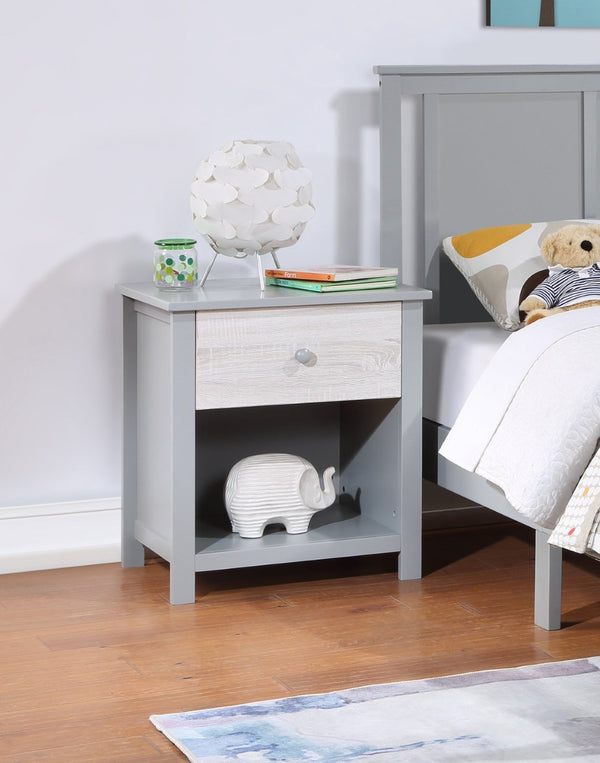 English Elm Connelly Nightstand Two-tone Matte Walnut Mid-century Modern Bedside Storage Table Gray B02263751
