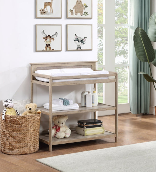 English Elm Grayson Nursery Changing Table with Open Shelves Alpine Farmhouse Cottage Style Green B02263757