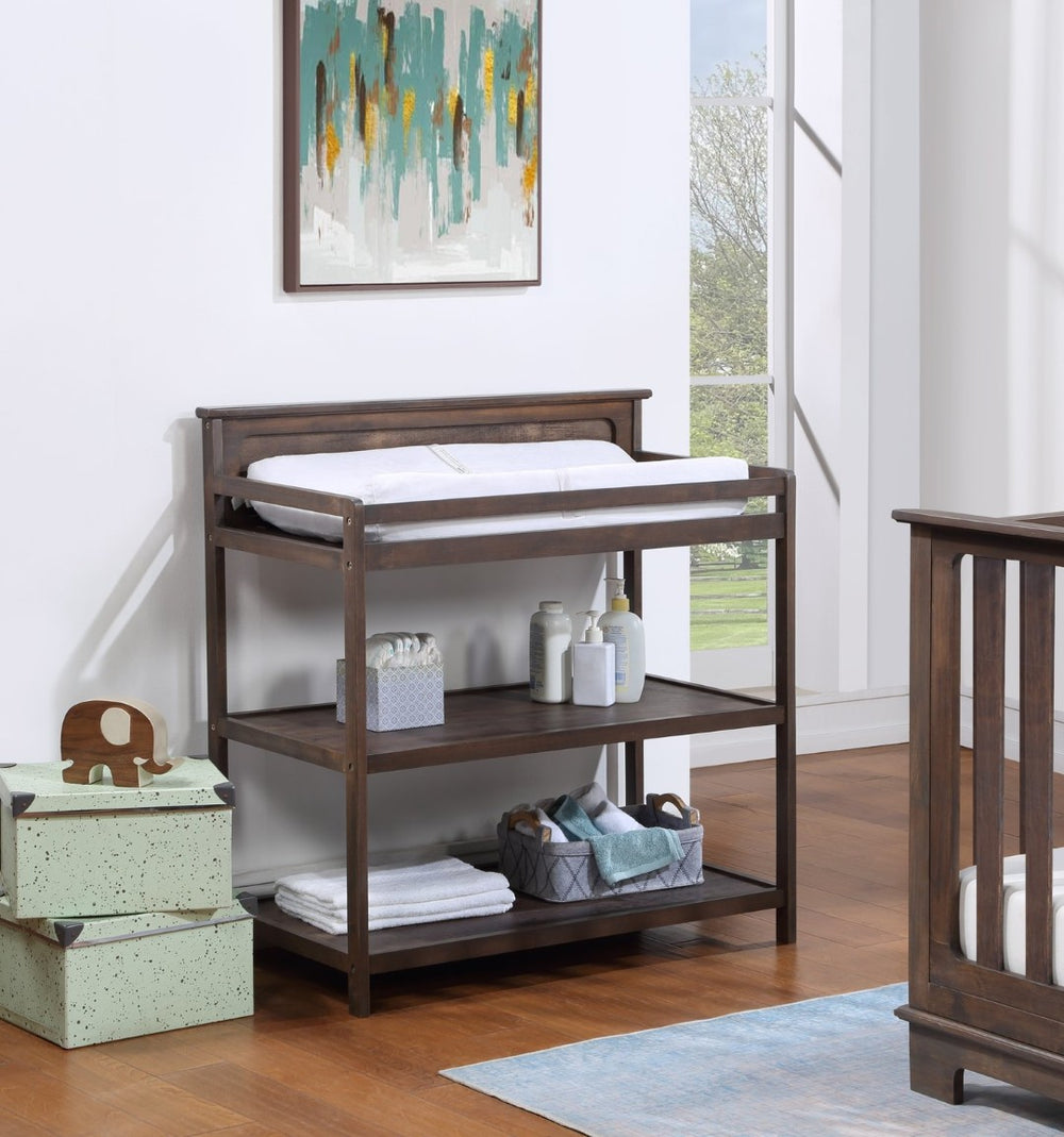English Elm Grayson Nursery Changing Table with Open Shelves Alpine Farmhouse Cottage Style Rustic Brown B02263756