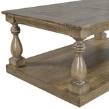 English Elm Rustic Floor Shelf Coffee Table With Storage,Solid Pine Wood (As Same As Wf287269Aad)