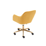 Hearth and Haven Nebularix Velvet Adjustable Height Office Chair with Metal Legs, Yellow W52724848