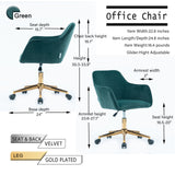 Hearth and Haven Nebularix Velvet Adjustable Height Office Chair with Metal Legs, Dark Green W52737394