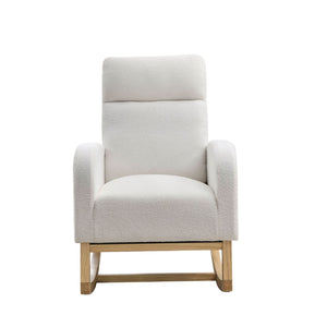 English Elm [video] Welike Plush Teddy Fleece Rocking Accent Chair with Tall Backrest and Side Pockets W83472313