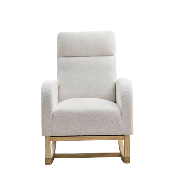 English Elm [video] Welike Plush Teddy Fleece Rocking Accent Chair with Tall Backrest and Side Pockets W83472313
