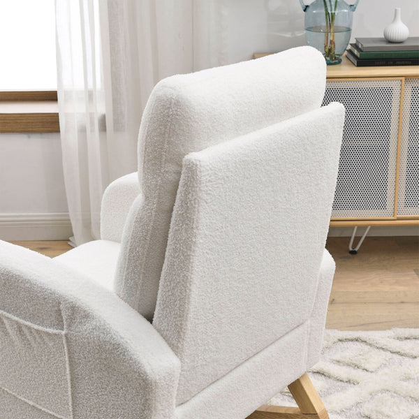 English Elm [video] Welike Plush Teddy Fleece Rocking Accent Chair with Tall Backrest and Side Pockets W83472313