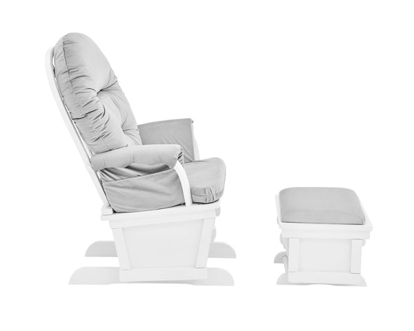English Elm Madison Glider Ottoman Set Plush Upholstered Nursery Chair with Ball Bearing Smooth Glide White B02263779