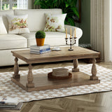 Rustic Pine Wood Coffee Table with Storage Shelf - Classic Design, 3 Colors