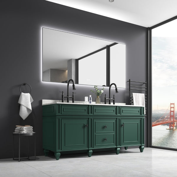 English Elm 60x 36 Inch Led Backlit Bathroom Mirror with Anti-fog Aluminum Frame for Vanity Wall W127253475