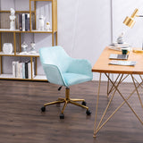 Hearth and Haven Nebularix Velvet Adjustable Height Office Chair with Metal Legs, Aqua Light Blue W52737396