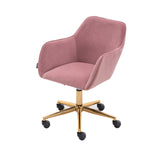 Nebularix Velvet Adjustable Height Office Chair with Metal Legs, Pink