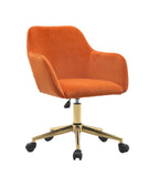 Nebularix Velvet Adjustable Height Office Chair with Metal Legs, Orange