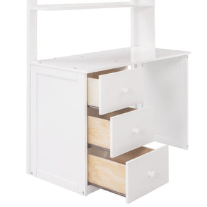 English Elm Twin Loft Bed with Built-in Desk Wardrobe and Drawers for Kids Compact Rooms White LT000301AAK-1