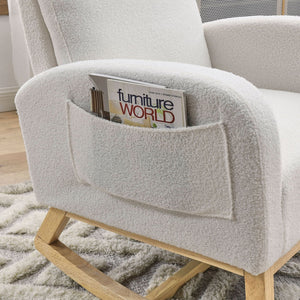 English Elm [video] Welike Plush Teddy Fleece Rocking Accent Chair with Tall Backrest and Side Pockets W83472313