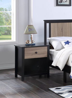 English Elm Connelly Nightstand Two-tone Matte Walnut Mid-century Modern Bedside Storage Table Black B02263750