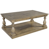 English Elm Rustic Floor Shelf Coffee Table With Storage,Solid Pine Wood (As Same As Wf287269Aad)