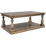 English Elm Rustic Floor Shelf Coffee Table With Storage,Solid Pine Wood (As Same As Wf287269Aae)