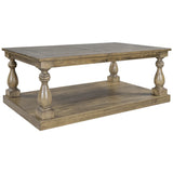 English Elm Rustic Floor Shelf Coffee Table With Storage,Solid Pine Wood (As Same As Wf287269Aad)