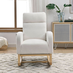 English Elm [video] Welike Plush Teddy Fleece Rocking Accent Chair with Tall Backrest and Side Pockets W83472313