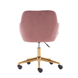 Hearth and Haven Nebularix Velvet Adjustable Height Office Chair with Metal Legs, Pink W52724849