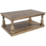 English Elm Rustic Floor Shelf Coffee Table With Storage,Solid Pine Wood (As Same As Wf287269Aae)