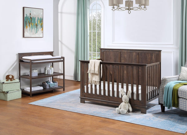English Elm Grayson Nursery Changing Table with Open Shelves Alpine Farmhouse Cottage Style Rustic Brown B02263756