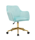 Nebularix Velvet Adjustable Height Office Chair with Metal Legs, Aqua Light Blue