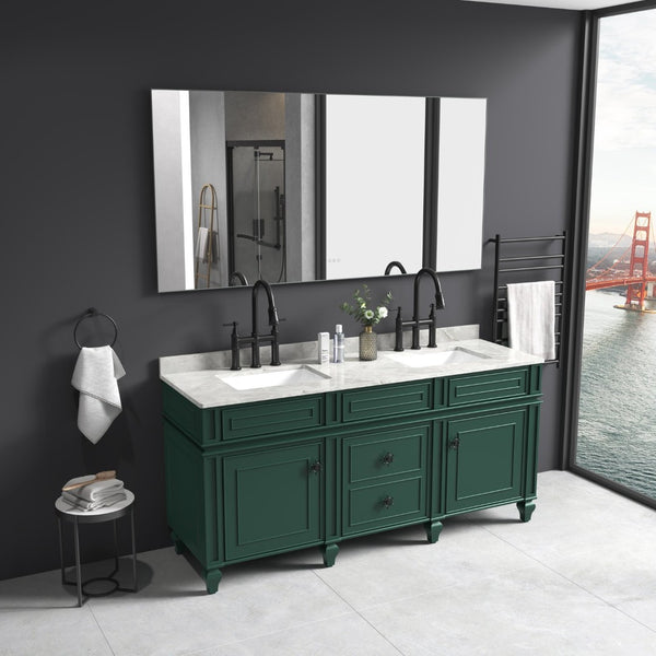 English Elm 60x 36 Inch Led Backlit Bathroom Mirror with Anti-fog Aluminum Frame for Vanity Wall W127253475