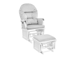 English Elm Madison Glider Ottoman Set Plush Upholstered Nursery Chair with Ball Bearing Smooth Glide White B02263779