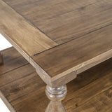 English Elm Rustic Floor Shelf Coffee Table With Storage,Solid Pine Wood (As Same As Wf287269Aae)