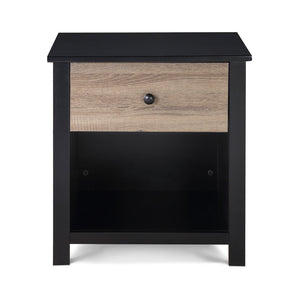 English Elm Connelly Nightstand Two-tone Matte Walnut Mid-century Modern Bedside Storage Table Black B02263750