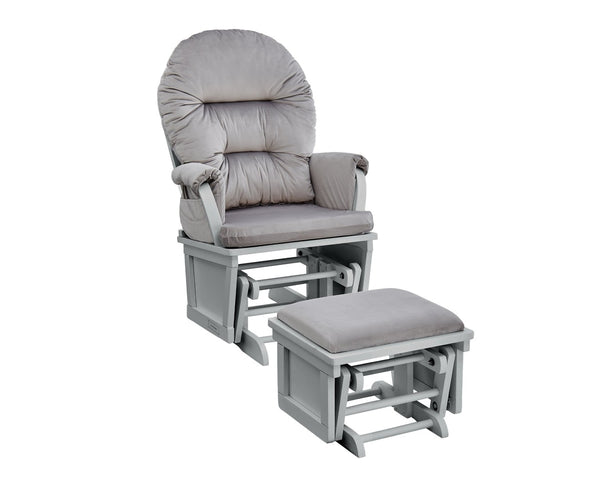 English Elm Madison Glider Ottoman Set Plush Upholstered Nursery Chair with Ball Bearing Smooth Glide Gray B02263778