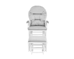 English Elm Madison Glider Ottoman Set Plush Upholstered Nursery Chair with Ball Bearing Smooth Glide White B02263779