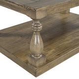 English Elm Rustic Floor Shelf Coffee Table With Storage,Solid Pine Wood (As Same As Wf287269Aad)