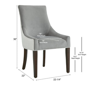 English Elm Jackson Plush Two-Tone Upholstered Dining Chair in Smoke with Walnut Legs, Foam Seat, Floor Glides Included B05063792