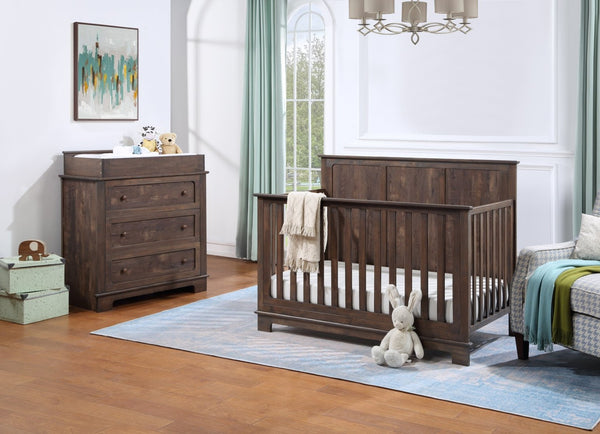 English Elm Grayson Convertible Crib with Alpine Inspired Design Grows From Infant to Full Bed Rustic Brown B02263752