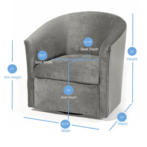 English Elm Eden Ash Grey Swivel Chair — Luxurious Velvet-Feel Microfiber, 360° Swivel, Solid Hardwood Frame B05063783