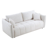 English Elm 85'' Modern Fabric Sectional Couch Sofa 3 Seater Sofa With 3 Pillows For Living Room, Bedroom, Livingroom Beige