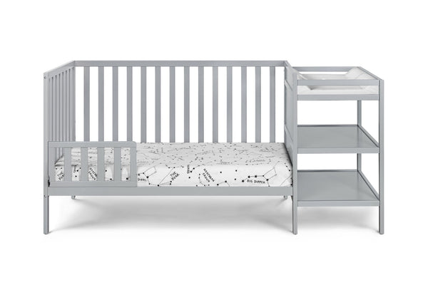 English Elm Palmer Convertible Crib Changer Combo Solid Wood Nursery Furniture in White Gray B02263650